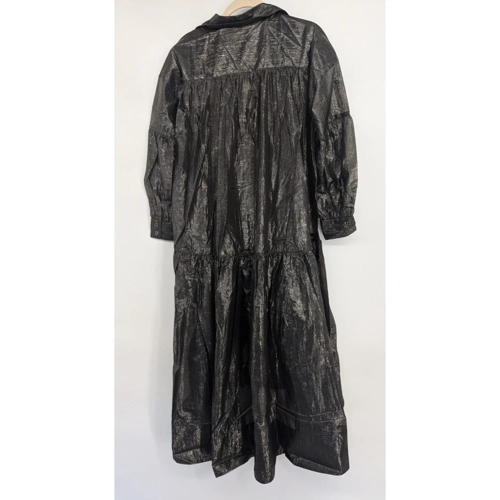 NWT Anthropologie Pilcro Long-Sleeve Metallic High-Low Dress Sz SP Petite #MC446